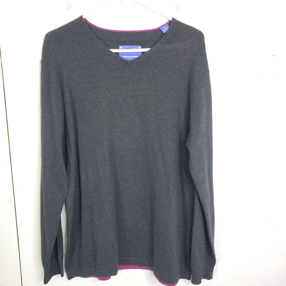 Tommy Bahama Other - Tommy Bahama Sweater Mens M Shallow V Neck Solid Gray Capsule Career Photos Soft
